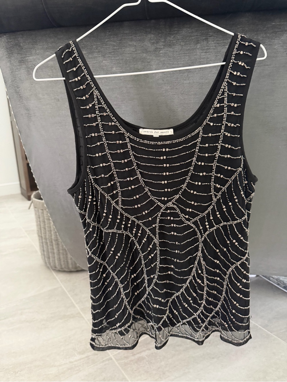Search for Sanity Black Beaded Scoop Neck Camisole